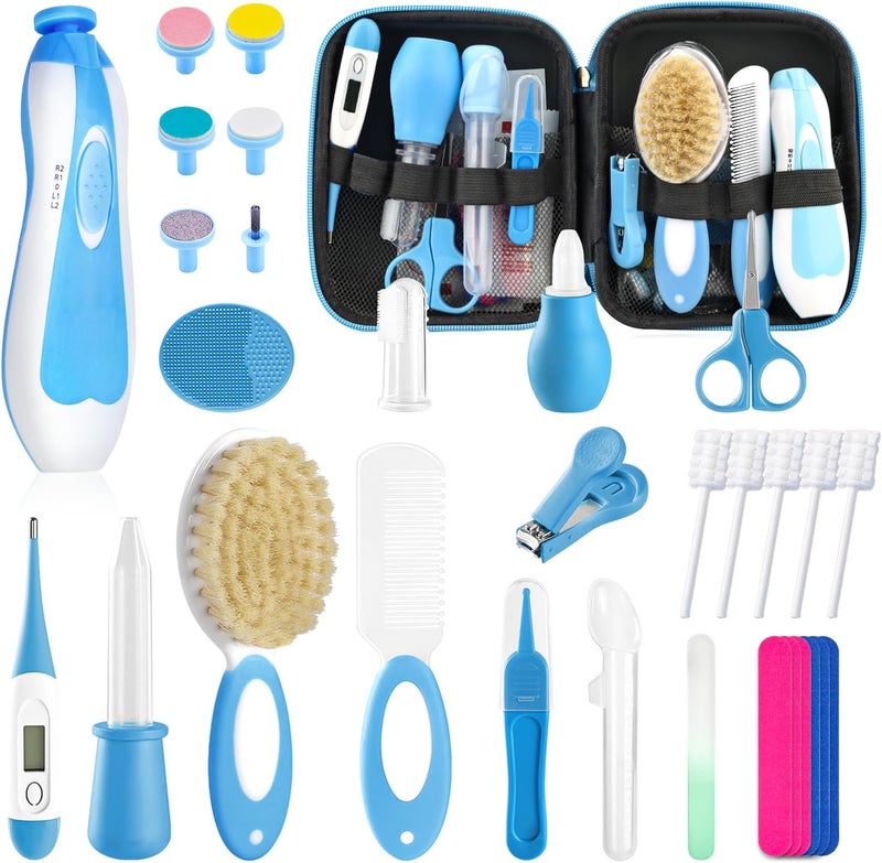 POPYJAN Baby Healthcare and Grooming Kit for Newborn Kids, 31PCS Upgraded Safety Baby Care Kit, Newborn Nursery Health Care Set, Baby Electric Nail Filer Kit, Infant Baby Care Products - Image 1